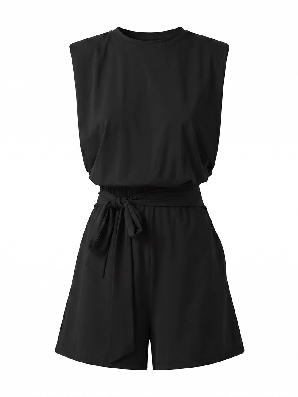 HALARA Black Sleeveless Tie-Waist Romper Easy Peezy Size Medium